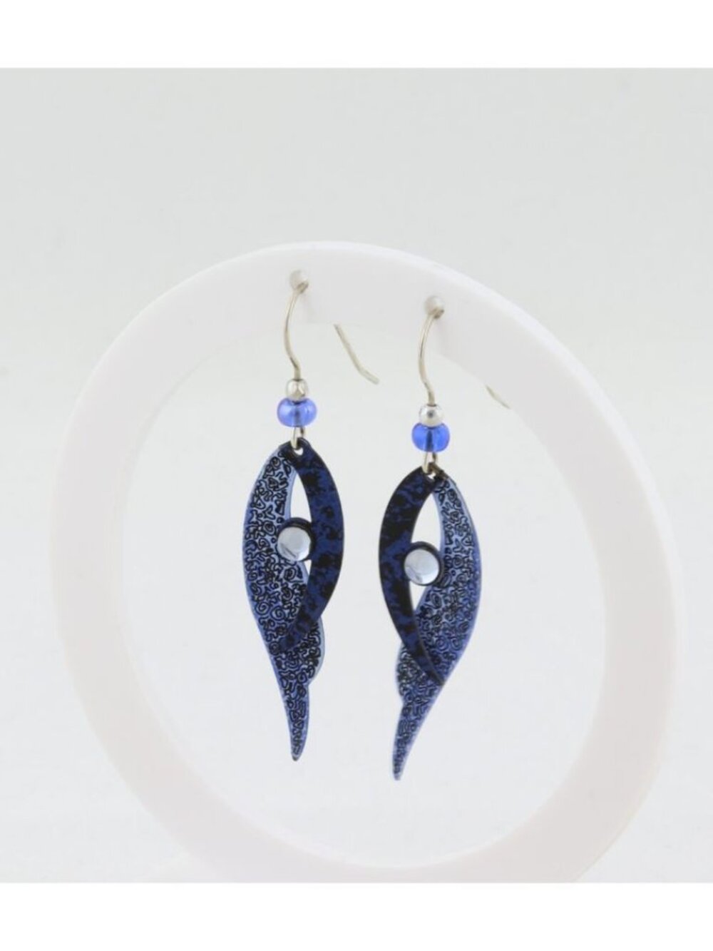 Sterling Silver Hook - Modernist Abstract Dangle Drop Earrings 2" x 1/2" - Picture 5 of 7